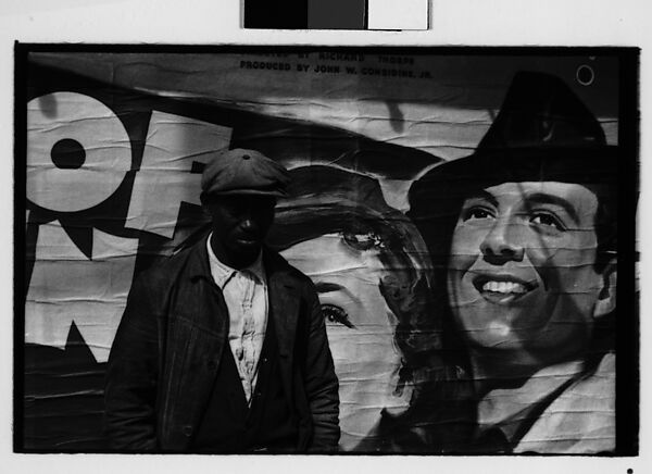 [Five 35mm Film Frames: Man on Sidewalk, in Front of Movie Poster, Vicksburg or New Orleans], Walker Evans (American, St. Louis, Missouri 1903–1975 New Haven, Connecticut), Film negative