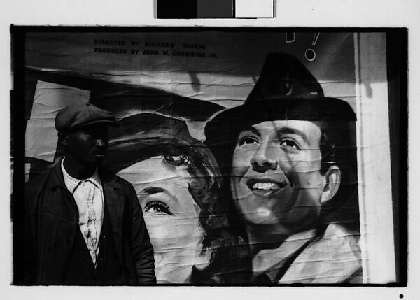 [Five 35mm Film Frames: Man on Sidewalk, in Front of Movie Poster, Vicksburg or New Orleans], Walker Evans (American, St. Louis, Missouri 1903–1975 New Haven, Connecticut), Film negative