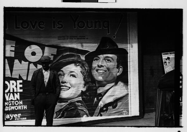 [Five 35mm Film Frames: Man on Sidewalk, in Front of Movie Poster, Vicksburg or New Orleans], Walker Evans (American, St. Louis, Missouri 1903–1975 New Haven, Connecticut), Film negative 