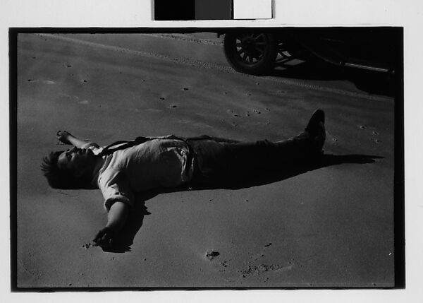 [Two 35mm Film Frames: Peter Sekaer Lying on Sand, Louisiana or Mississippi], Walker Evans (American, St. Louis, Missouri 1903–1975 New Haven, Connecticut), Film negative 