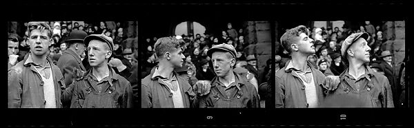 [Three 35mm Film Frames: Two Young Men at Parade, Johnstown, Pennsylvania], Walker Evans (American, St. Louis, Missouri 1903–1975 New Haven, Connecticut), Film negative