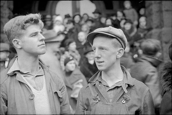 [Two 35mm Film Frames: Two Young Men at Parade, Johnstown, Pennsylvania], Walker Evans (American, St. Louis, Missouri 1903–1975 New Haven, Connecticut), Film negative
