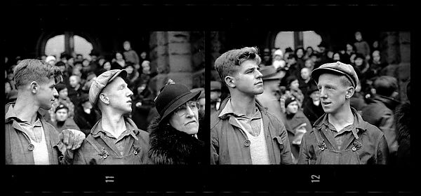 [Two 35mm Film Frames: Two Young Men at Parade, Johnstown, Pennsylvania], Walker Evans (American, St. Louis, Missouri 1903–1975 New Haven, Connecticut), Film negative