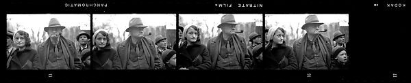 [Four 35mm Film Frames: Old Man, Woman, and Child Watching Parade, Johnstown, Pennsylvania], Walker Evans (American, St. Louis, Missouri 1903–1975 New Haven, Connecticut), Film negative