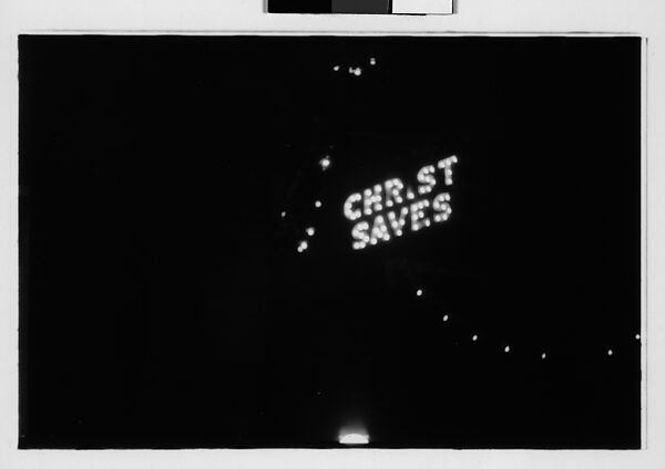 [Five 35mm Film Frames: Boxing Poster, Neon Sign at Night: "Christ Saves", House with Mansard Roof, Pennsylvania], Walker Evans (American, St. Louis, Missouri 1903–1975 New Haven, Connecticut), Film negative