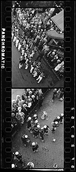 [Two 35mm Film Frames: Crowd and Parade Marchers, From Above, New York City], Walker Evans (American, St. Louis, Missouri 1903–1975 New Haven, Connecticut), Film negative