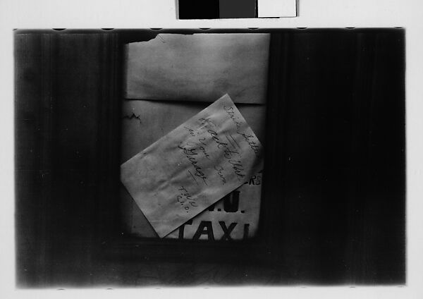 [Four 35mm Film Frames: Posted Notice in Taxistand Window: "Strike Settled", New York City], Walker Evans (American, St. Louis, Missouri 1903–1975 New Haven, Connecticut), Film negative