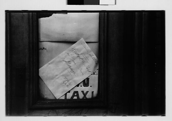 [Four 35mm Film Frames: Posted Notice in Taxistand Window: "Strike Settled", New York City], Walker Evans (American, St. Louis, Missouri 1903–1975 New Haven, Connecticut), Film negative 