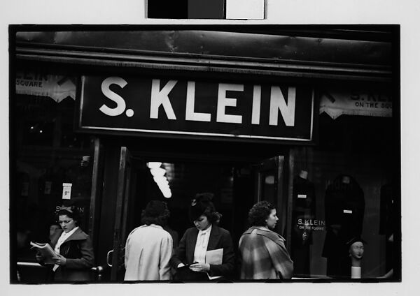 [Five 35mm Film Frames: Shoppers Outside Klein's Department Store Entrance, Sidewalk Vendor and Shoppers Beneath Billboard, Union Square, New York City], Walker Evans (American, St. Louis, Missouri 1903–1975 New Haven, Connecticut), Film negative