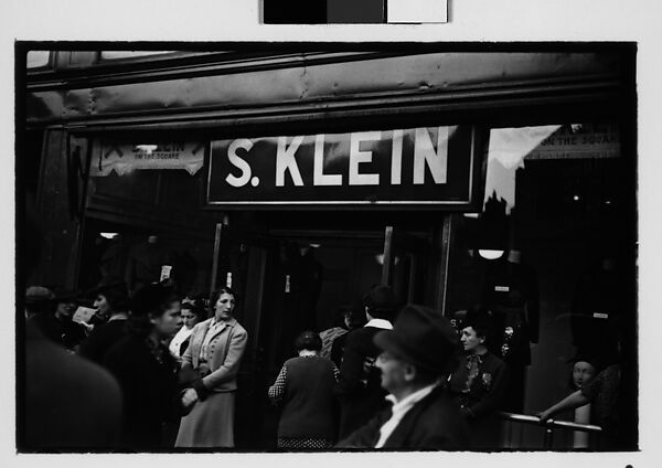 [Five 35mm Film Frames: Shoppers Outside Klein's Department Store Entrance, Sidewalk Vendor and Shoppers Beneath Billboard, Union Square, New York City], Walker Evans (American, St. Louis, Missouri 1903–1975 New Haven, Connecticut), Film negative