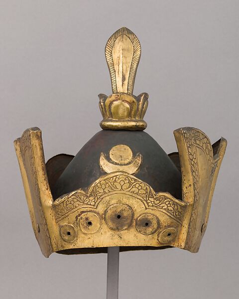 Helmet from a Sculpture, Copper, gold, Tibetan