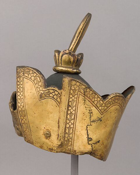 Helmet from a Sculpture, Copper, gold, Tibetan