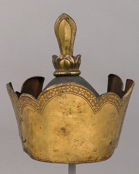 Helmet from a Sculpture, Copper, gold, Tibetan