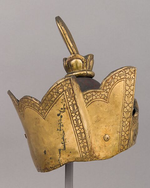 Helmet from a Sculpture, Copper, gold, Tibetan