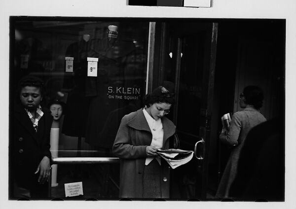 [Five 35mm Film Frames: Sidewalk Vendor, Shoppers, and Bystanders Outside Klein's Department Store, Union Square, New York City], Walker Evans (American, St. Louis, Missouri 1903–1975 New Haven, Connecticut), Film negative