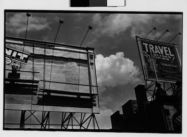 [Three 35mm Film Frames: Billboards with Painter on Scaffolding, New York City], Walker Evans (American, St. Louis, Missouri 1903–1975 New Haven, Connecticut), Film negative