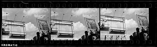 [Three 35mm Film Frames: Billboards with Painter on Scaffolding, New York City], Walker Evans (American, St. Louis, Missouri 1903–1975 New Haven, Connecticut), Film negative
