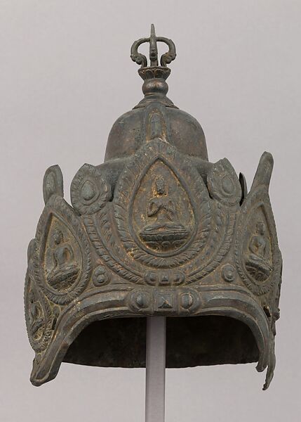 Vajracarya priest's crown, Bronze, Nepalese