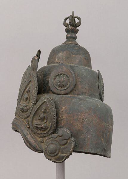 Vajracarya priest's crown, Bronze, Nepalese