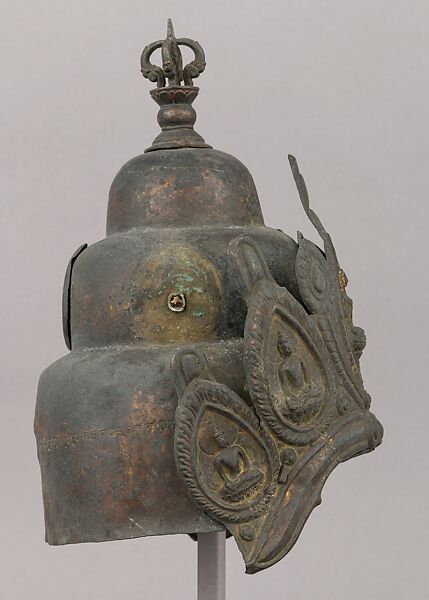 Vajracarya priest's crown, Bronze, Nepalese