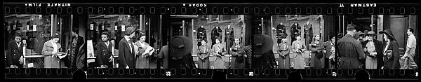 [Five 35mm Film Frames: Bystanders Outside Klein's Department Store, Union Square, New York City], Walker Evans (American, St. Louis, Missouri 1903–1975 New Haven, Connecticut), Film negative