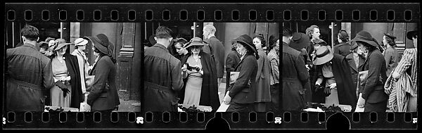 [Three 35mm Film Frames: Sidewalk Shoppers Outside Klein's Department Store, Union Square, New York City], Walker Evans (American, St. Louis, Missouri 1903–1975 New Haven, Connecticut), Film negative