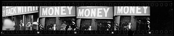[Four 35mm Film Frames: Pedestrians and Billboard Outside Klein's Department Store, Union Square, New York City], Walker Evans (American, St. Louis, Missouri 1903–1975 New Haven, Connecticut), Film negative