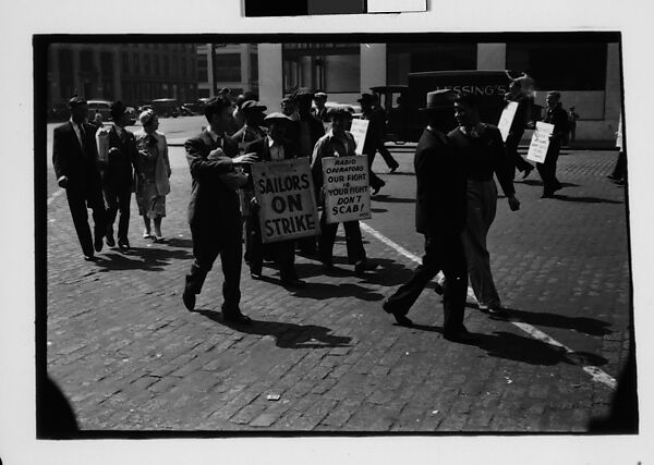 [Two 35mm Film Frames: Picket Lines, South Street, New York City], Walker Evans (American, St. Louis, Missouri 1903–1975 New Haven, Connecticut), Film negative