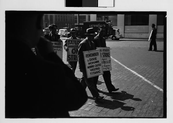 [Five 35mm Film Frames: Picket Lines, South Street, New York City], Walker Evans (American, St. Louis, Missouri 1903–1975 New Haven, Connecticut), Film negative