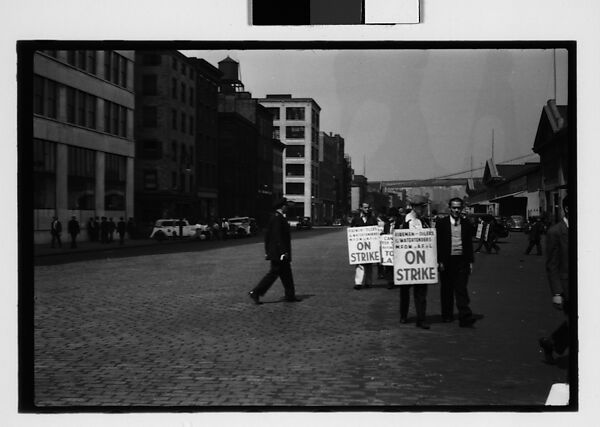 [Five 35mm Film Frames: Picket Lines, South Street, New York City], Walker Evans (American, St. Louis, Missouri 1903–1975 New Haven, Connecticut), Film negative