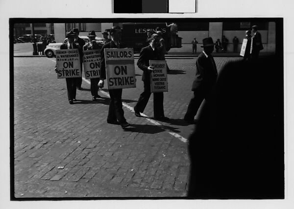 [Five 35mm Film Frames: Picket Lines, South Street, New York City], Walker Evans (American, St. Louis, Missouri 1903–1975 New Haven, Connecticut), Film negative 