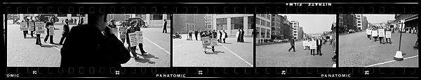 [Five 35mm Film Frames: Picket Lines, South Street, New York City], Walker Evans (American, St. Louis, Missouri 1903–1975 New Haven, Connecticut), Film negative