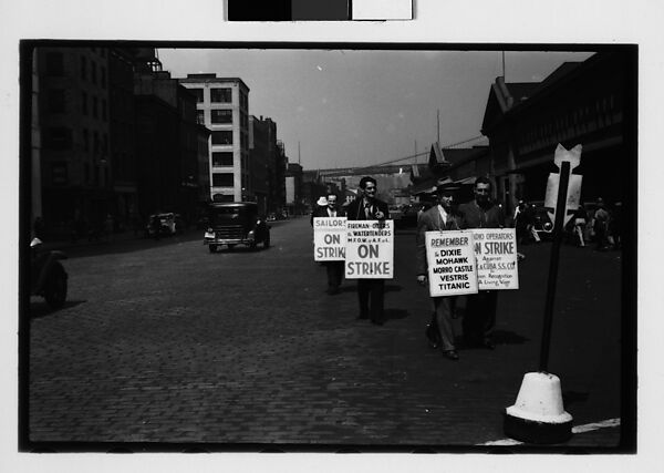 [Five 35mm Film Frames: Picket Lines, South Street, New York City], Walker Evans (American, St. Louis, Missouri 1903–1975 New Haven, Connecticut), Film negative