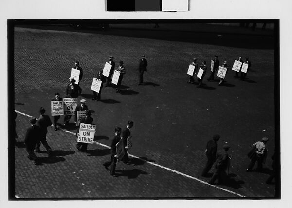 [Five 35mm Film Frames: Picket Lines, South Street, New York City], Walker Evans (American, St. Louis, Missouri 1903–1975 New Haven, Connecticut), Film negative