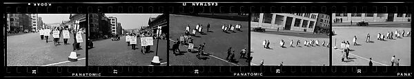 [Five 35mm Film Frames: Picket Lines, South Street, New York City], Walker Evans (American, St. Louis, Missouri 1903–1975 New Haven, Connecticut), Film negative