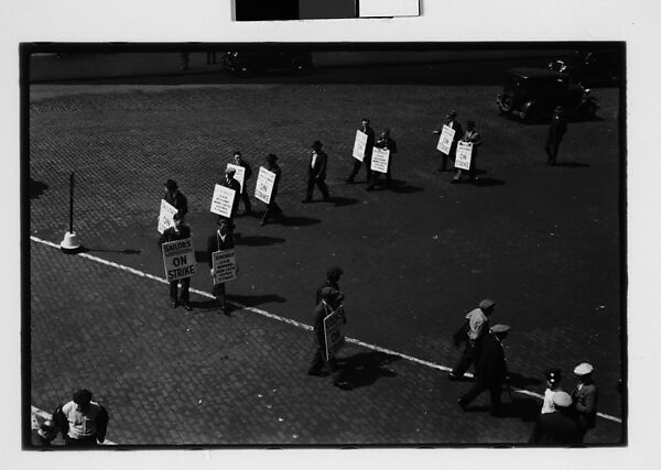 [Two 35mm Film Frames: Picket Lines, South Street, New York City], Walker Evans (American, St. Louis, Missouri 1903–1975 New Haven, Connecticut), Film negative