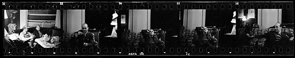 [Five 35mm Film Frames: Gifford Cochran and Unidentified Man in Library, Croton Falls, New York], Walker Evans (American, St. Louis, Missouri 1903–1975 New Haven, Connecticut), Film negative