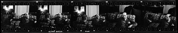 [Five 35mm Film Frames: Gifford Cochran in Library, Croton Falls, New York], Walker Evans (American, St. Louis, Missouri 1903–1975 New Haven, Connecticut), Film negative
