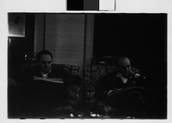 [Four 35mm Film Frames: Gifford Cochran and Unidentified Man in Library, Croton Falls, New York], Walker Evans (American, St. Louis, Missouri 1903–1975 New Haven, Connecticut), Film negative 