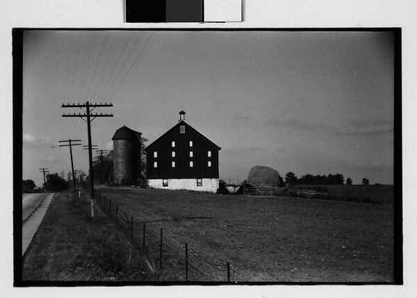 [One 35mm Film Frame: Farm Buildings and Silo, From Road, Illinois?], Walker Evans (American, St. Louis, Missouri 1903–1975 New Haven, Connecticut), Film negative 