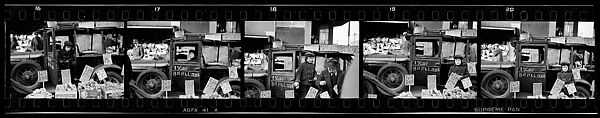 [Five 35mm Film Frames: Produce Vendor with Truck and Baskets on Street, Chicago, Illinois], Walker Evans (American, St. Louis, Missouri 1903–1975 New Haven, Connecticut), Film negative