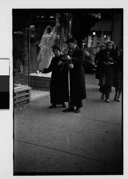 [Five 35mm Film Frames: Blind Street Musicians and Pedestrians on Sidewalk, Chicago, Illinois], Walker Evans (American, St. Louis, Missouri 1903–1975 New Haven, Connecticut), Film negative