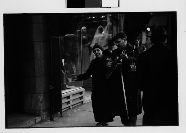 [Five 35mm Film Frames: Blind Street Musicians and Pedestrians on Sidewalk, Chicago, Illinois], Walker Evans (American, St. Louis, Missouri 1903–1975 New Haven, Connecticut), Film negative