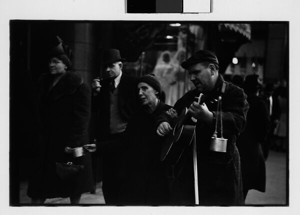 [Five 35mm Film Frames: Blind Street Musicians and Pedestrians on Sidewalk, Chicago, Illinois], Walker Evans (American, St. Louis, Missouri 1903–1975 New Haven, Connecticut), Film negative