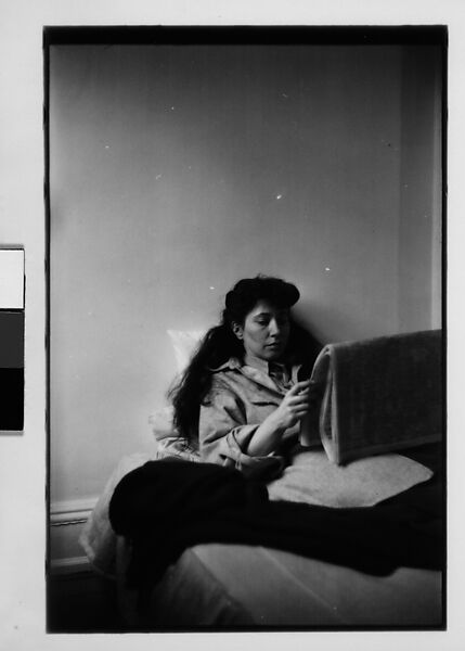[Five 35mm Film Frames: Jane Smith Evans Reading Newspaper in Bed, New York City], Walker Evans (American, St. Louis, Missouri 1903–1975 New Haven, Connecticut), Film negative