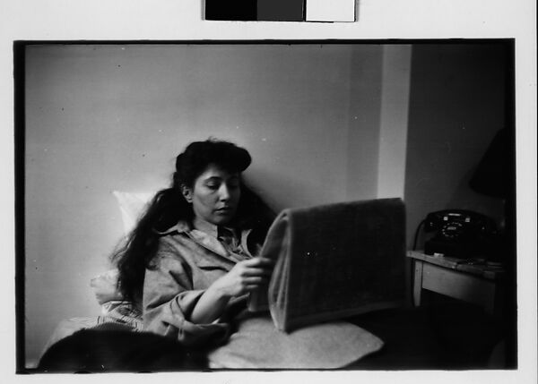 [Five 35mm Film Frames: Jane Smith Evans Reading Newspaper in Bed, New York City], Walker Evans (American, St. Louis, Missouri 1903–1975 New Haven, Connecticut), Film negative