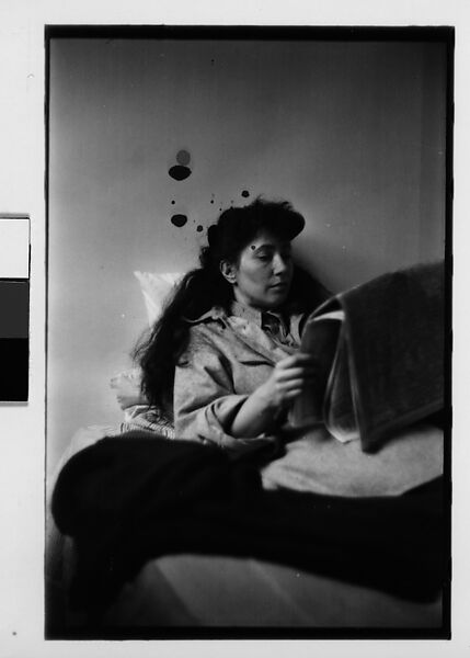 [Five 35mm Film Frames: Jane Smith Evans Reading Newspaper in Bed, New York City], Walker Evans (American, St. Louis, Missouri 1903–1975 New Haven, Connecticut), Film negative