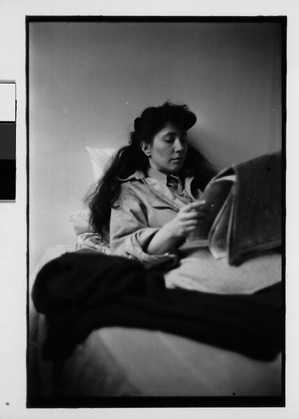 [Five 35mm Film Frames: Jane Smith Evans Reading Newspaper in Bed, New York City], Walker Evans (American, St. Louis, Missouri 1903–1975 New Haven, Connecticut), Film negative