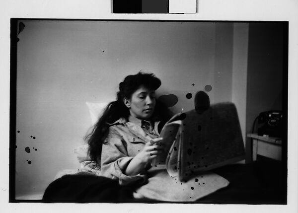 [Five 35mm Film Frames: Jane Smith Evans Reading Newspaper in Bed, New York City], Walker Evans (American, St. Louis, Missouri 1903–1975 New Haven, Connecticut), Film negative