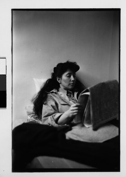 [Five 35mm Film Frames: Jane Smith Evans Reading Newspaper in Bed, New York City], Walker Evans (American, St. Louis, Missouri 1903–1975 New Haven, Connecticut), Film negative 